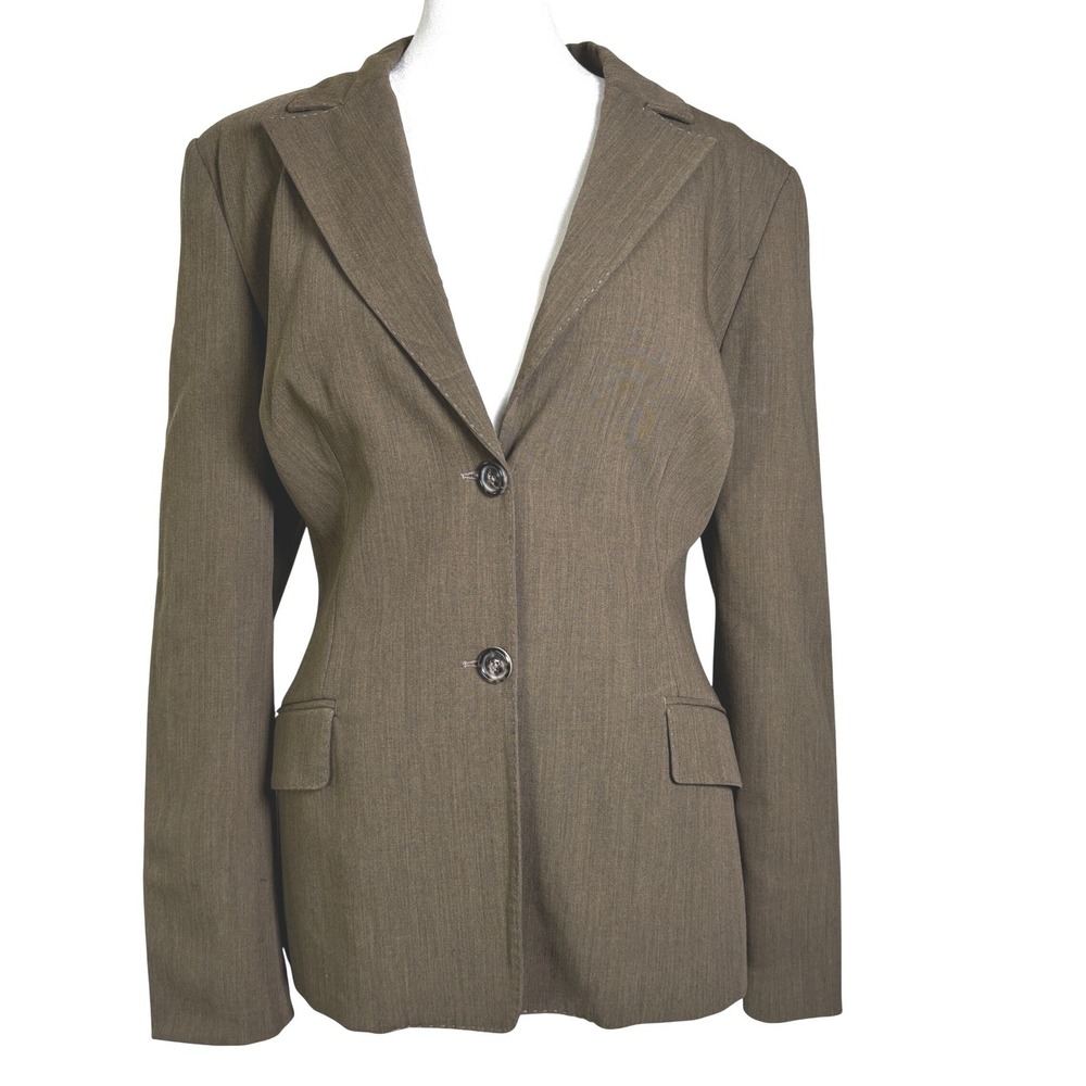 Piazza Sempione Brown Sz 48/US 12 Blazer Jacket Contrast Topstitch Professional